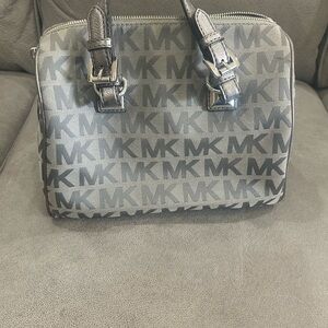 Michael Kors Gray Duffel Bag with Monogram Design